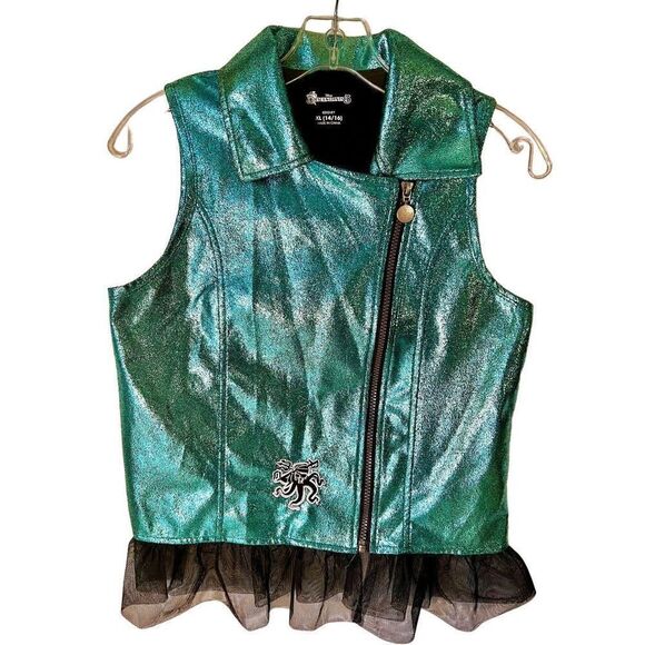 Disney Descendants 3 Teal Uma Motorcycle Vest Black Vest Tulle XL (14/16) - Picture 3 of 8